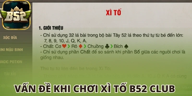 Lưu ý một số vấn đề khi chơi Xì tố B52 club
